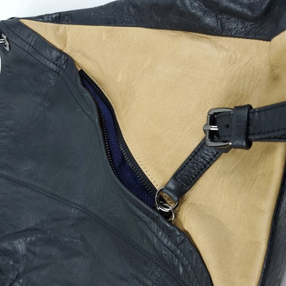 Isabella Fiore Colorblock Black Gray Leather Bag - Picture 4 of 8